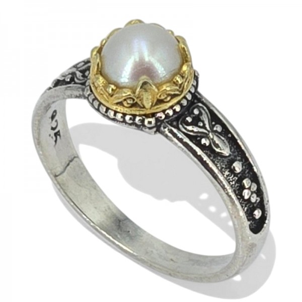 ΒΥΖΑΝΤΙΝΟ ΣΚΑΛΙΣΤΟ ΔΑΧΤΥΛΙΔΙ ΑΣΗΜΙ925 ΜΕ ΕΠΙΧΡΥΣΩΣΗ Κ18 ΚΑΙ ΜΑΡΓΑΡΙΤΑΡΙ