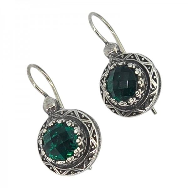 ΑΝΤΙΚΕ ΣΚΟΥΛΑΡΙΚΙΑ ΑΣΗΜΙ925 ΜΕ ΠΡΑΣΙΝΟ ΖΙΡΚΟΝ ΠΕΤΡΑ