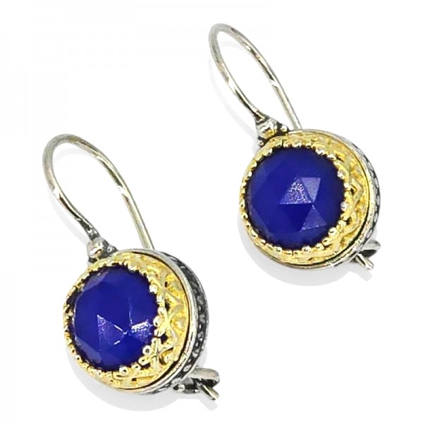 ΧΕΙΡΟΠΟΙΗΤΑ ΒΥΖΑΝΤΙΝΑ ΣΚΟΥΛΑΡΙΚΙΑ ΑΠΟ ΑΣΗΜΙ925 ΜΕ ΕΠΙΧΡΥΣΩΣΗ Κ18 K ΛΑΠΙΣ ΠΕΤΡΑ