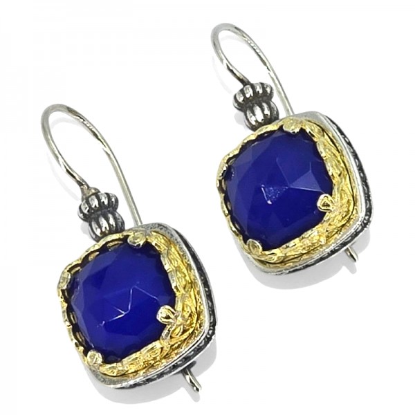 ΒΥΖΑΝΤΙΝΑ ΣΚΟΥΛΑΡΙΚΙΑ ΑΣΗΜΙ925 Κ ΕΠΙΧΡΥΣΩΣΗ Κ18 ME LAPIS ΠΕΤΡΑ