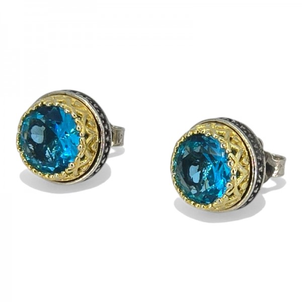 ΚΑΡΦΩΤΑ ΒΥΖΑΝΤΙΝΑ ΣΚΟΥΛΑΡΙΚΙΑ ΑΣΗΜΙ925 ΕΠΙΧΡΥΣΩΣΗ Κ18 K ZIΡΚΟΝ ΠΕΤΡΑ