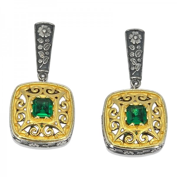 ΒΥΖΑΝΤΙΝΑ ΣΚΑΛΙΣΤΑ ΣΚΟΥΛΑΡΙΚΙΑ ΑΠΟ ΑΣΗΜΙ 925 Κ ΕΠΙΧΡΥΣΩΣΗ Κ18 ΜΕ ΖΙΡΚΟΝ ΠΕΤΡΑ