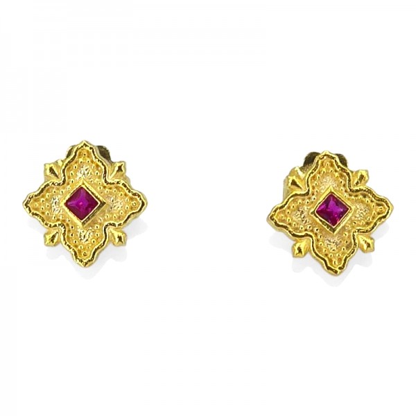 ΚΑΡΦΩΤΑ ΒΥΖΑΝΤΙΝΑ ΣΚΟΥΛΑΡΙΚΙΑ ΑΣΗΜΙ925 ΜΕ ΡΟΥΜΠΙΝΟΓΡΑΝΑΔΑ ΠΕΤΡΑ