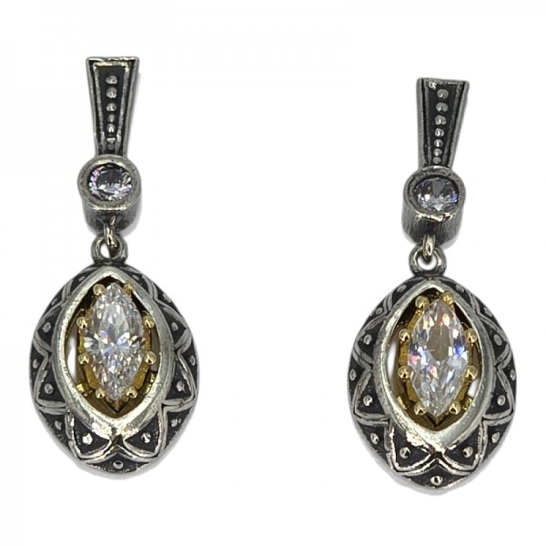 ANTIKE ΣΚΟΥΛΑΡΙΚΙΑ ΑΣΗΜΙ 925 ΕΠΙΧΡΥΣΩΣΗ Κ18 KAI ΖΙΡΚΟΝ ΠΕΤΡΑ