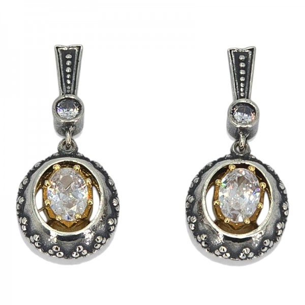 ANTIKE ΣΚΟΥΛΑΡΙΚΙΑ ΑΣΗΜΙ 925 ΕΠΙΧΡΥΣΩΣΗ Κ18 KAI ΖΙΡΚΟΝ ΠΕΤΡΑ