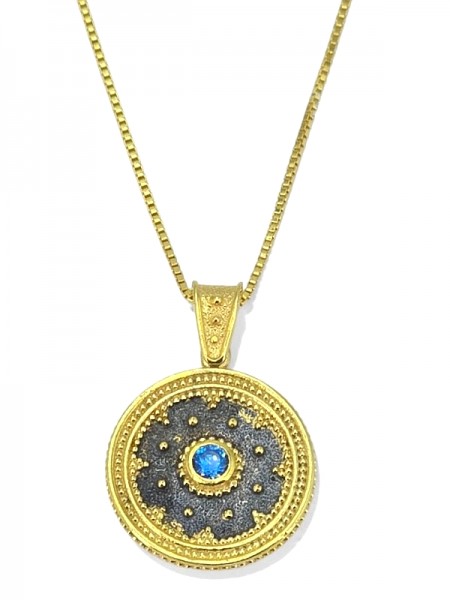 ΒΥΖΑΝΤΙΝΟ ΔΙΧΡΩΜΟ ΜΕΝΤΑΓΙΟΝ ΑΠΟ ΑΣΗΜΙ925 ΕΠΙΧΡΥΣΩΣΗ Κ18 ΚΑΙ ΖΙΡΚΟΝ ΠΕΤΡΑ