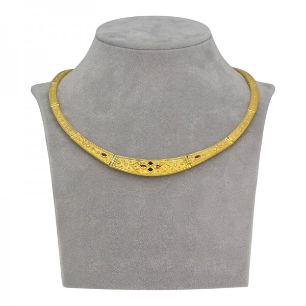 ΒΥΖΑΝΤΙΝΟ ΚΟΛΙΕ ΑΠΟ ΑΣΗΜΙ925 ΜΕ ΕΠΙΧΡΥΣΩΣΗ Κ18 ΚΑΙ ΖΙΡΚΟΝ ΠΕΤΡΕΣ