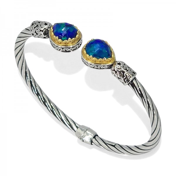 ΧΕΙΡΟΠΟΙΗΤΟ ΒΥΖΑΝΤΙΝΟ ΒΡΑΧΙΟΛΙ ΧΕΙΡΟΠΕΔΑ ΑΣΗΜΙ925 ΜΕ ΟΠΑΛ ΠΕΤΡΑ ΚΑΙ ΕΠΙΧΡΥΣΩΣΗ Κ18