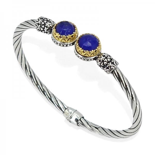 ΧΕΙΡΟΠΟΙΗΤΟ ΒΥΖΑΝΤΙΝΟ ΒΡΑΧΙΟΛΙ ΧΕΙΡΟΠΕΔΑ ΑΣΗΜΙ925 ΜΕ ΛΑΠΙΣ ΚΑΙ ΕΠΙΧΡΥΣΩΣΗ Κ18