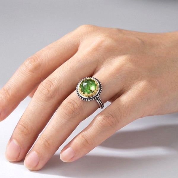 ΒΥΖΑΝΤΙΝΟ ΣΚΑΛΙΣΤΟ ΔΑΧΤΥΛΙΔΙ ΑΣΗΜΙ925 ΜΕ ΕΠΙΧΡΥΣΩΣΗ Κ18 ΚΑΙ COOPER TYRKOYAZ