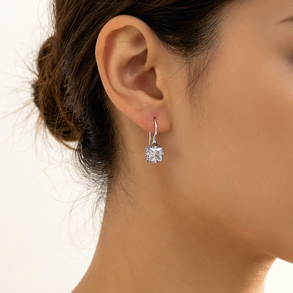 ΑΝΤΙΚΕ ΣΚΑΛΙΣΤΑ ΣΚΟΥΛΑΡΙΚΙΑ ΑΣΗΜΙ925 ΜΕ  ΖΙΡΚΟΝ ΚΑΙ ΓΡΑΝΑΔΑ ΠΕΤΡΑ