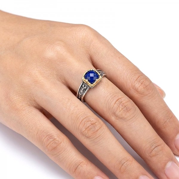 ΒΥΖΑΝΤΙΝΟ ΣΚΑΛΙΣΤΟ ΔΑΧΤΥΛΙΔΙ ΑΣΗΜΙ925 ΜΕ ΕΠΙΧΡΥΣΩΣΗ Κ18 ΚΑΙ ΛΑΠΙΣ ΠΕΤΡΑ