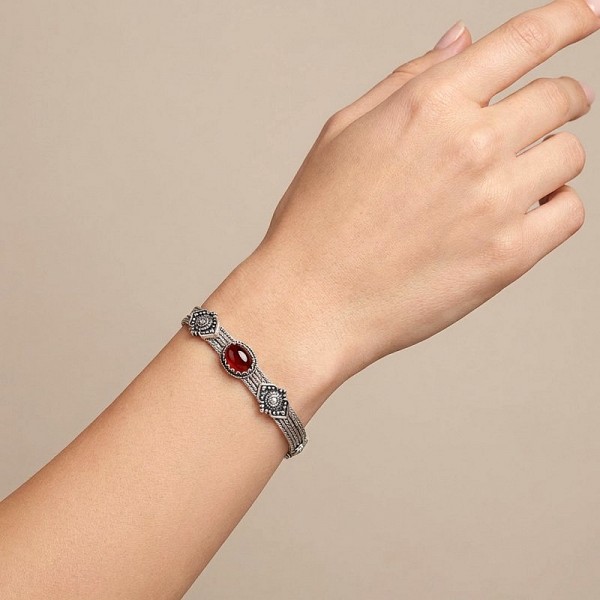 ΧΕΙΡΟΠΟΙΗΤΟ ΑΛΥΣΙΔΩΤΟ ΒΡΑΧΙΟΛΙ ΑΣΗΜΙ925 ΜΕ ΟΝΥΧΑ ΠΕΤΡΑ