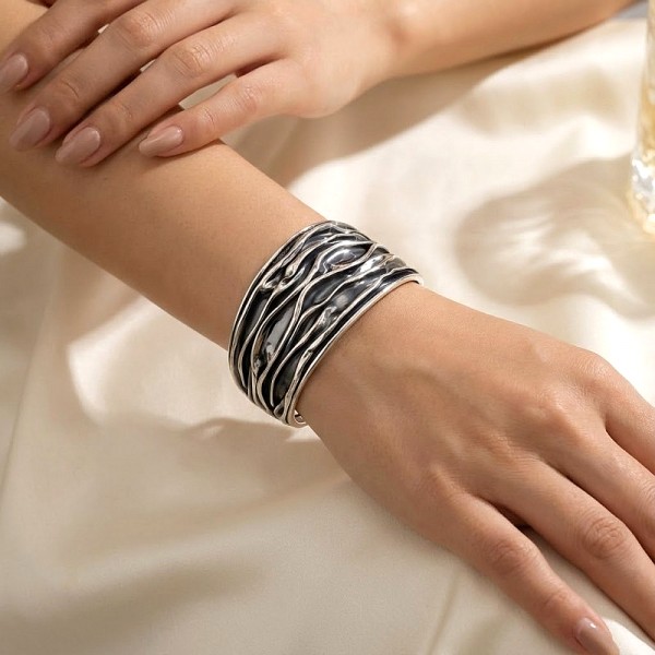 ΧΕΙΡΟΠΟΙΗΤΟ ΒΡΑΧΙΟΛΙ ΑΠΟ ΑΣΗΜΙ925 ΜΕ ΟΞΕΙΔΩΣΗ