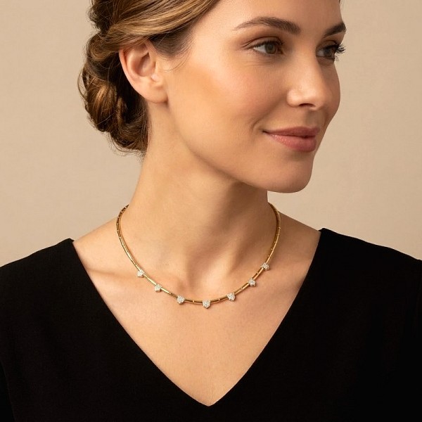 ΚΟΛΙΕ ΠΕΡΙΔΕΡΑΙΟ ΑΣΗΜΙ925 ΜΕ ΕΠΙΧΡΥΣΩΣΗ Κ18 ΚΑΙ ΖΙΡΚΟΝ ΠΕΤΡΕΣ