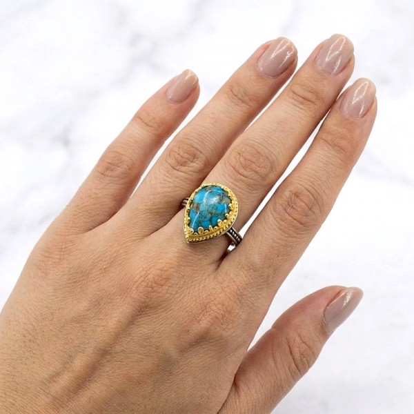 ΒΥΖΑΝΤΙΝΟ ΣΚΑΛΙΣΤΟ ΔΑΧΤΥΛΙΔΙ ΑΣΗΜΙ925 ΜΕ ΕΠΙΧΡΥΣΩΣΗ Κ18 ΚΑΙ COOPER TYRKOYAZ