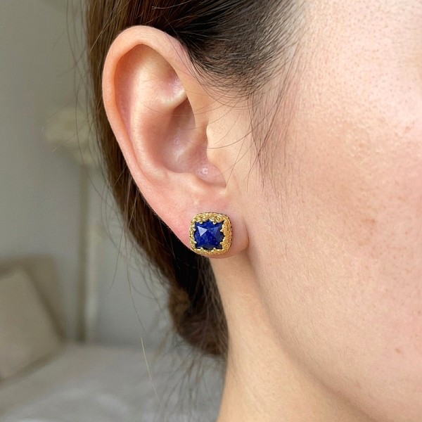 ΒΥΖΑΝΤΙΝΑ ΚΑΡΦΩΤΑ ΣΚΟΥΛΑΡΙΚΙΑ ΑΠΟ ΑΣΗΜΙ925 ΜΕ ΕΠΙΧΡΥΣΩΣΗ Κ18 ΚΑΙ ΤΥΡΚΟΥΑΖ ΠΕΤΡΑ