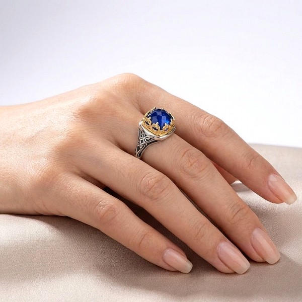 ΒΥΖΑΝΤΙΝΟ ΣΚΑΛΙΣΤΟ ΔΑΧΤΥΛΙΔΙ ΑΣΗΜΙ925 ΜΕ ΕΠΙΧΡΥΣΩΣΗ Κ18 ΚΑΙ ΠΡΑΣΙΝΟ COOPER TYRKOYAZ