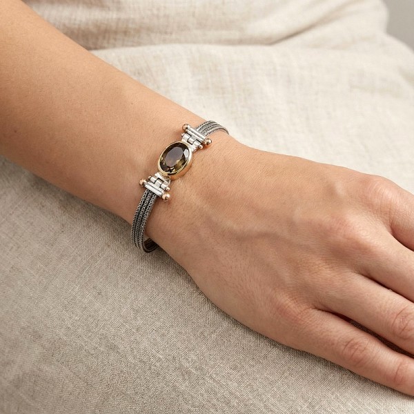 ΑΛΥΣΙΔΩΤΟ ΒΡΑΧΙΟΛΙ ΑΣΗΜΙ925 ΜΕ ΤΟΠΑΖ ΠΕΤΡΑ