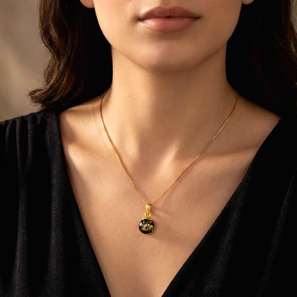 ΧΕΙΡΟΠΟΙΗΤΟ ΜΕΝΤΑΓΙΟΝ ΑΣΗΜΙ925 ΜΕ ΕΠΙΧΡΥΣΩΣΗ Κ18 ΚΑΙ ΠΡΑΣΙΝΟ ΚΕΧΡΙΜΠΑΡΙ