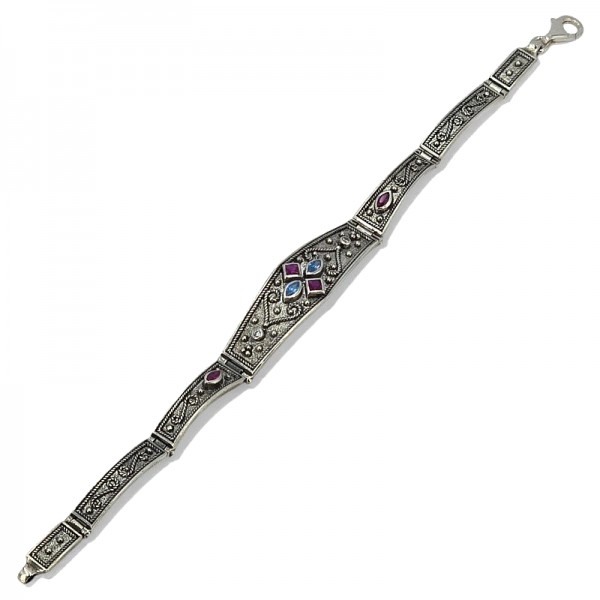 ΒΥΖΑΝΤΙΝΟ ΧΕΙΡΟΠΟΙΗΤΟ ΒΡΑΧΙΟΛΙ ΑΠΟ ΑΣΗΜΙ925 ΜΕ ΓΡΑΝΑΔΑ ΚΑΙ ΖΙΡΚΟΝ ΠΕΤΡΕΣ