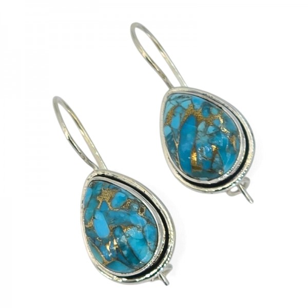 ΚΡΕΜΑΣΤΑ ΣΚΟΥΛΑΡΙΚΙΑ ΑΠΟ ΑΣΗΜΙ925 ΚΑΙ COPPER ΤΥΡΚΟΥΑΖ ΠΕΤΡΑ