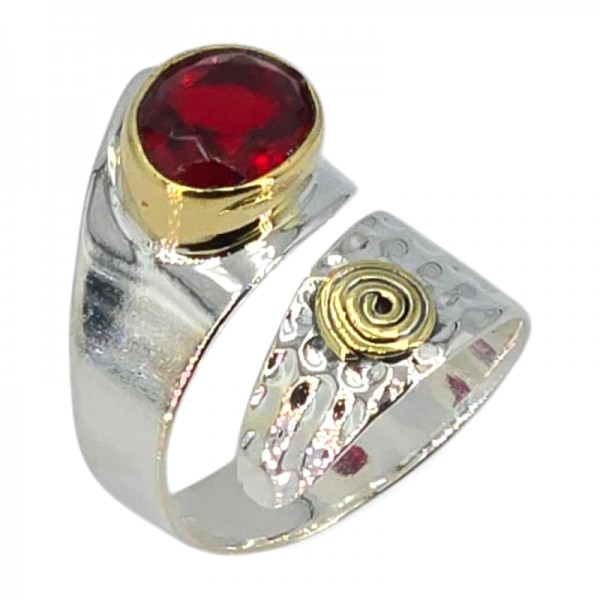 ΧΕΙΡΟΠΟΙΗΤΟ ΔΑΧΤΥΛΙΔΙ ΑΠΟ ΑΣΗΜΙ925 ΜΕ KOKKINO ΖΙΡΚΟΝ ΠΕΤΡΑ