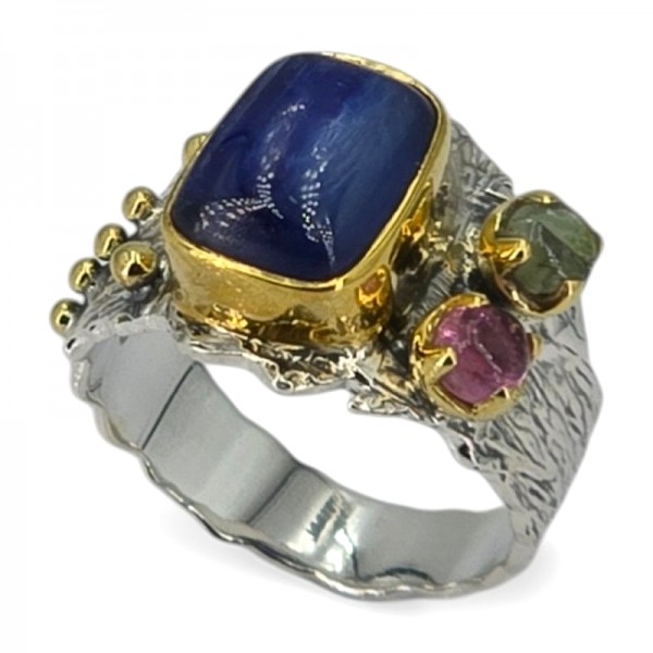 ΧΕΙΡΟΠΟΙΗΤΟ ΔΑΧΤΥΛΙΔΙ ΑΠΟ ΑΣΗΜΙ925 ΚΑΙ ΤΟΥΡΜΑΛΙΝΗ ΠΕΤΡΕΣ