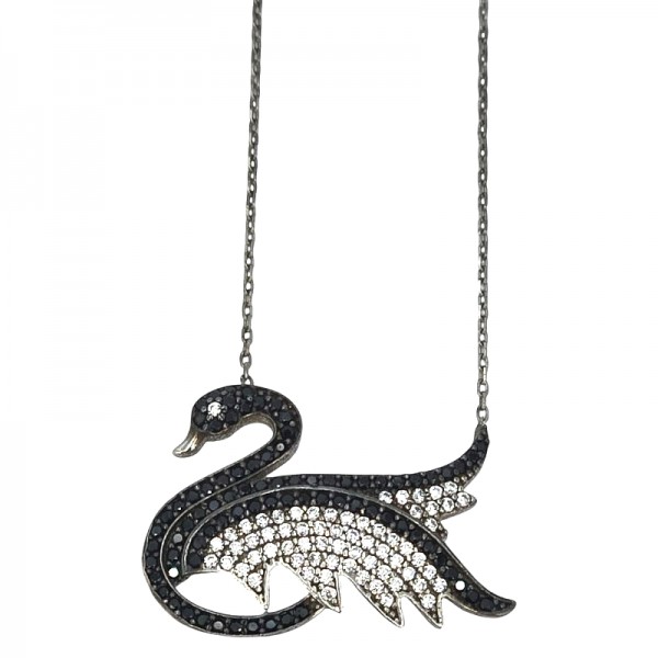 ΚΟΛΙΕ ΜΕΝΤΑΓΙΟΝ ΑΣΗΜΙ925 ΚΥΚΝΟΣ ΜΕ ΜΑΥΡΑ ΚΑΙ ΛΕΥΚΑ  ΖΙΡΚΟΝ