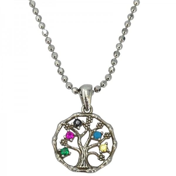 ΜΕΝΤΑΓΙΟΝ ΔΕΝΤΡΟ ΖΩΗΣ  ΑΣΗΜΙ925 ΜΕ ΖΙΡΚΟΝ ΠΕΤΡΕΣ