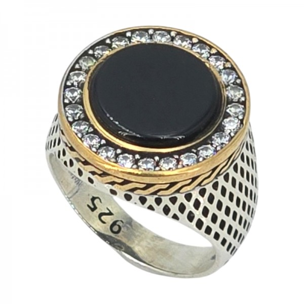 ΑΝΤΙΚΕ ΔΑΧΤΥΛΙΔΙ ΑΣΗΜΙ925 ΜΕ ΟΝΥΧΑ ΚΑΙ ΖΙΡΚΟΝ ΠΕΤΡΕΣ