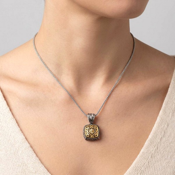 ΒΥΖΑΝΤΙΝΟ ΣΚΑΛΙΣΤΟ ΜΕΝΤΑΓΙΟΝ ΑΣΗΜΙ925 ΚΑΙ ΕΠΙΧΡΥΣΩΣΗ Κ18 ΜΕ ΓΡΑΝΑΔΑ ΠΕΤΡΑ