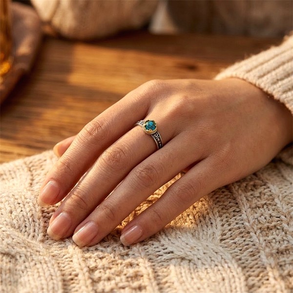 ΒΥΖΑΝΤΙΝΟ ΣΚΑΛΙΣΤΟ ΔΑΧΤΥΛΙΔΙ ΑΣΗΜΙ925 ΜΕ ΕΠΙΧΡΥΣΩΣΗ Κ18 ΚΑΙ COOPER TYRKOYAZ