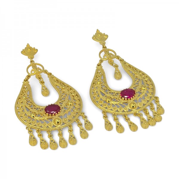 ΧΕΙΡΟΠΟΙΗΤΑ ΦΙΛΙΓΚΡΑΝ ΣΚΟΥΛΑΡΙΚΙΑ ΑΠΟ ΑΣΗΜΙ925 ΜΕ ΕΠΙΧΡΥΣΩΣΗ Κ18 ΚΑΙ ΡΟΥΜΠΙΝΟΓΡΑΝΑΔΑ ΠΕΤΡΑ