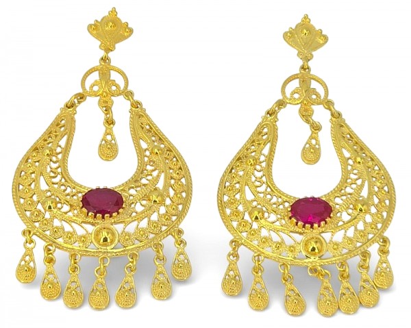 ΧΕΙΡΟΠΟΙΗΤΑ ΦΙΛΙΓΚΡΑΝ ΣΚΟΥΛΑΡΙΚΙΑ ΑΠΟ ΑΣΗΜΙ925 ΜΕ ΕΠΙΧΡΥΣΩΣΗ Κ18 ΚΑΙ ΡΟΥΜΠΙΝΟΓΡΑΝΑΔΑ ΠΕΤΡΑ