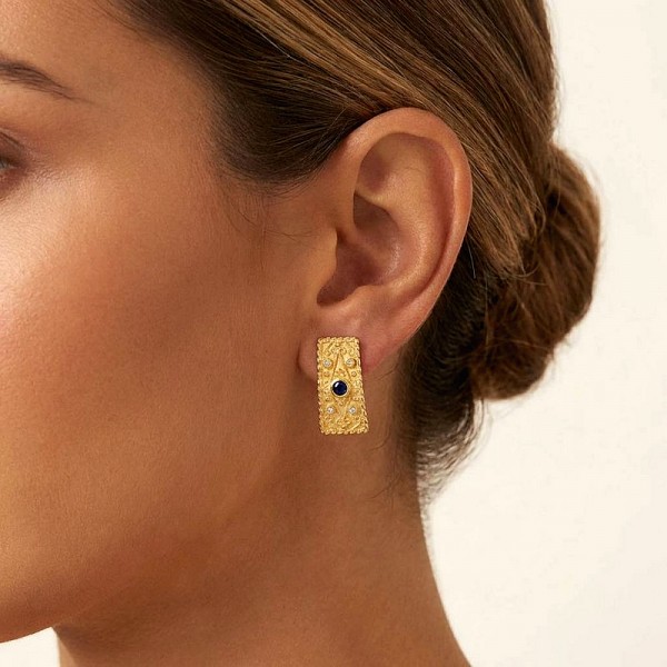 ΚΑΡΦΩΤΑ ΒΥΖΑΝΤΙΝΑ ΣΚΟΥΛΑΡΙΚΙΑ ΑΣΗΜΙ925 ΜΕ ΕΠΙΧΡΥΣΩΣΗ Κ18 ΚΑΙ ΖΙΡΚΟΝ ΠΕΤΡΕΣ