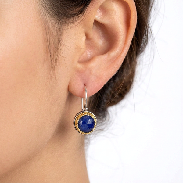 ΧΕΙΡΟΠΟΙΗΤΑ ΒΥΖΑΝΤΙΝΑ ΣΚΟΥΛΑΡΙΚΙΑ ΑΠΟ ΑΣΗΜΙ925 ΜΕ ΕΠΙΧΡΥΣΩΣΗ Κ18 K ΛΑΠΙΣ ΠΕΤΡΑ