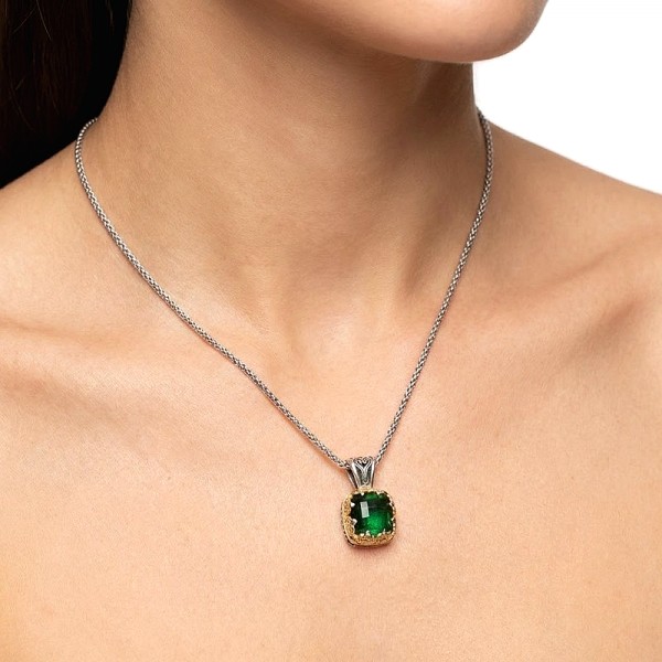 ΒΥΖΑΝΤΙΝΟ ΜΕΝΤΑΓΙΟΝ ΑΣΗΜΙ925 ΕΠΙΧΡΥΣΩΣΗ Κ18 ΚΑΙ ΠΡΑΣΙΝΟ ΖΙΡΚΟΝ ΠΕΤΡΑ