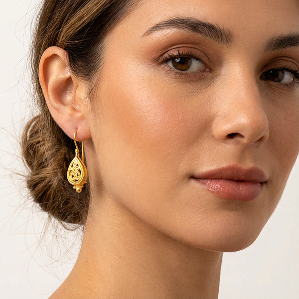 ΧΕΙΡΟΠΟΙΗΤΑ ΒΥΖΑΝΤΙΝΑ ΣΚΟΥΛΑΡΙΚΙΑ  ΑΠΟ ΑΣΗΜΙ925 ΜΕ ΕΠΙΧΡΥΣΩΣΗ Κ18 Κ ΧΑΛΚΙΔΩΝΙΟ  ΠΕΤΡΑ