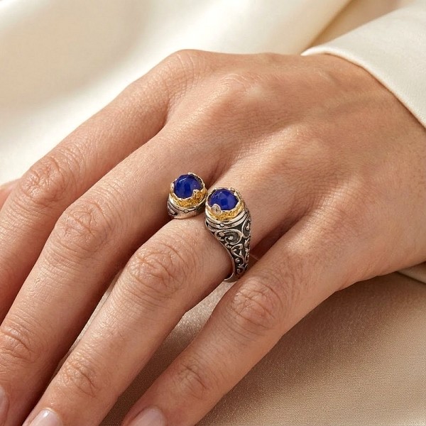 ΒΥΖΑΝΤΙΝΟ ΣΚΑΛΙΣΤΟ ΔΑΧΤΥΛΙΔΙ ΑΣΗΜΙ925 ΜΕ ΕΠΙΧΡΥΣΩΣΗ Κ18 ΚΑΙ ΛΑΠΙΣ ΠΕΤΡΑ