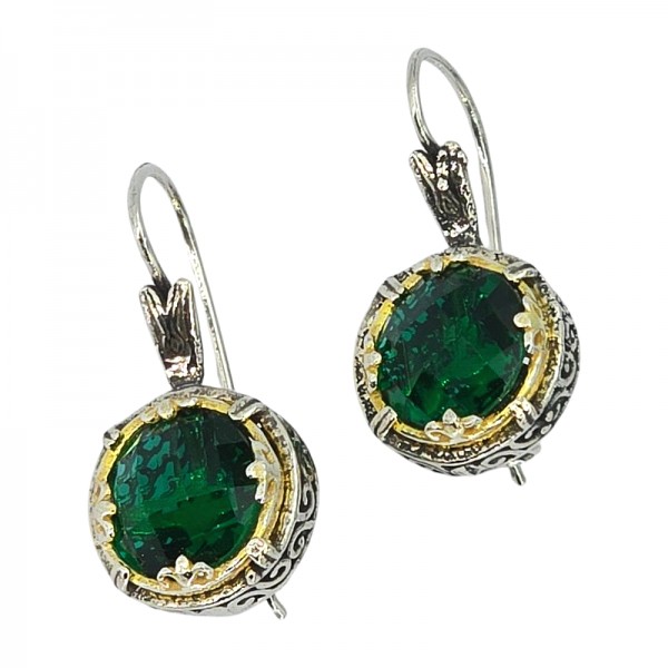 ΒΥΖΑΝΤΙΝΑ ΣΚΟΥΛΑΡΙΚΙΑ ΑΣΗΜΙ925 ΜΕ ΠΡΑΣΙΝΟ ΖΙΡΚΟΝ ΠΕΤΡΑ