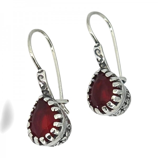 ΑΝΤΙΚΕ ΣΚΟΥΛΑΡΙΚΙΑ ΑΣΗΜΙ925 ΜΕ ΚΟΚΚΙΝΟ ΖΙΡΚΟΝ ΠΕΤΡΑ