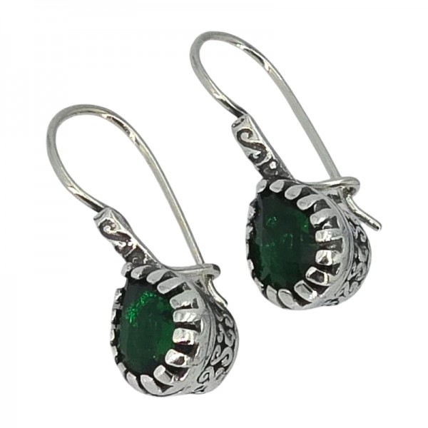 ΑΝΤΙΚΕ ΣΚΟΥΛΑΡΙΚΙΑ ΑΣΗΜΙ925 ΜΕ ΠΡΑΣΙΝΟ ΖΙΡΚΟΝ ΠΕΤΡΑ