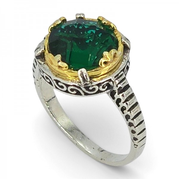 ΒΥΖΑΝΤΙΝΟ ΔΑΧΤΥΛΙΔΙ ΑΣΗΜΙ925 ΜΕ ΕΠΙΧΡΥΣΩΣΗ Κ18 ΚΑΙ ΖΙΡΚΟΝ ΠΕΤΡΑ