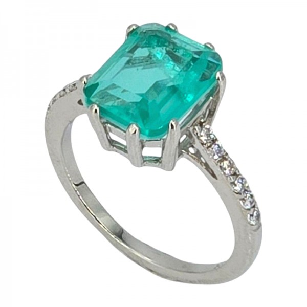 ΔΑΧΤΥΛΙΔΙ ΑΣΗΜΙ 925 ΜΕ PARAIBA ΚΑΙ ΖΙΡΚΟΝ ΠΕΤΡΑ