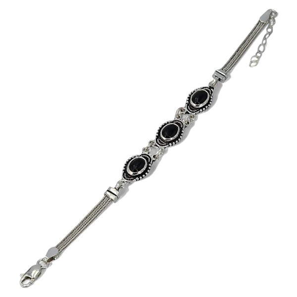 ΧΕΙΡΟΠΟΙΗΤΟ ΑΛΥΣΙΔΩΤΟ ΒΡΑΧΙΟΛΙ ΑΣΗΜΙ925 ΚΑΙ ΟΝΥΧΑ ΠΕΤΡΑ