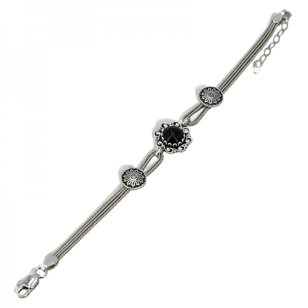 ΧΕΙΡΟΠΟΙΗΤΟ ΑΛΥΣΙΔΩΤΟ ΒΡΑΧΙΟΛΙ  ΑΣΗΜΙ925 ΚΑΙ ΟΝΥΧΑ ΠΕΤΡΑ