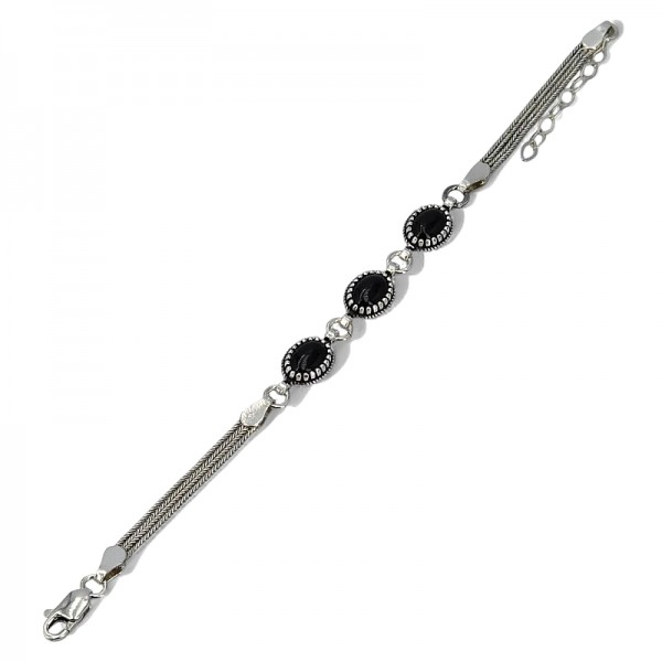 ΧΕΙΡΟΠΟΙΗΤΟ ΑΛΥΣΙΔΩΤΟ ΒΡΑΧΙΟΛΙ ΑΣΗΜΙ925 ΚΑΙ ΟΝΥΧΑ ΠΕΤΡΑ