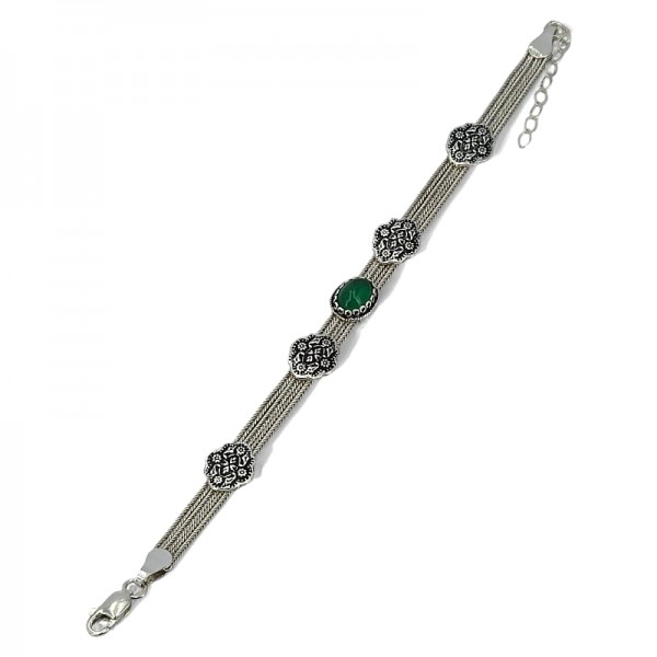 ΧΕΙΡΟΠΟΙΗΤΟ ΑΛΥΣΙΔΩΤΟ ΒΡΑΧΙΟΛΙ ΑΣΗΜΙ925 ΜΕ ΑΧΑΤΗ ΠΕΤΡΑ