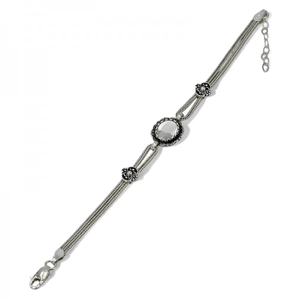 ΧΕΙΡΟΠΟΙΗΤΟ ΑΛΥΣΙΔΩΤΟ ΒΡΑΧΙΟΛΙ ΑΣΗΜΙ925 ΜΕ ΑΧΑΤΗ ΠΕΤΡΑ